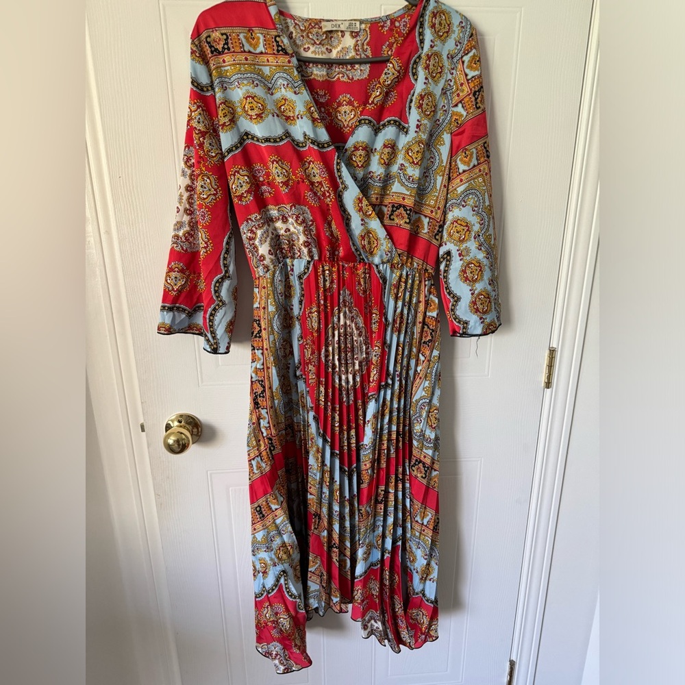 Beautiful vibrant coloured midi dress Dex dress Size M